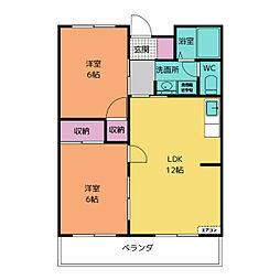 桜ヶ丘ハイツ 2LDKの間取図画像