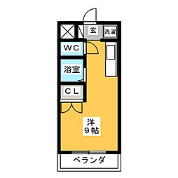 ウエストパーク寿B ワンルームの間取図画像