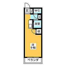 グリーンガーデン春里 ワンルームの間取図画像