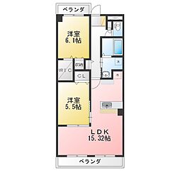 ア・ドリーム市平賀 2LDKの間取図画像