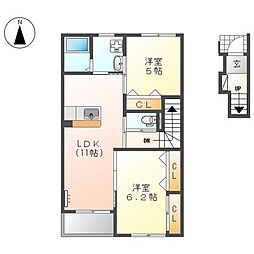 レゾン・エクステリア 2LDKの間取図画像