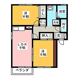 サウスロックトチマツ3 2LDKの間取図画像