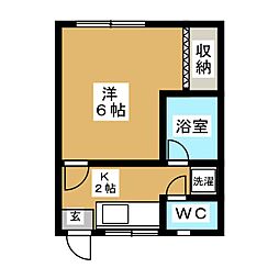 コーポ美水 1Kの間取図画像