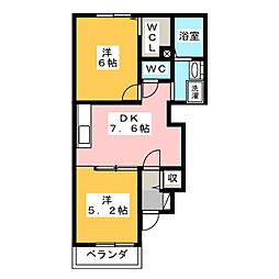ロマネクス2 2DKの間取図画像