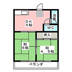 Hiコーポ本郷 2DKの間取図画像