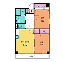 アメリアコートわかくさ 2DKの間取図画像