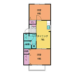 ブレスト南山A 2DKの間取図画像