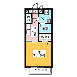 ラ・レジェンド 1Kの間取図画像