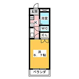 スターハイツONE 1Kの間取図画像