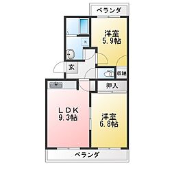 エトワール 2LDKの間取図画像