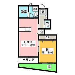 ラ・カーサフェリーチェ 1LDKの間取図画像