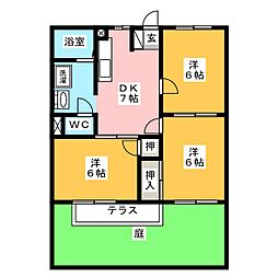 ニューシティ雅2 3DKの間取図画像