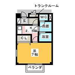 エンジェルハイツ 1Kの間取図画像