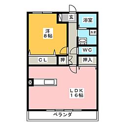 ヴィブレ 1LDKの間取図画像
