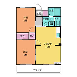 桜ヶ丘ハイツ 2LDKの間取図画像