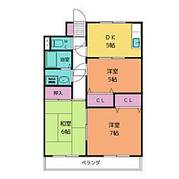 コーポ匠D棟 3DKの間取図画像