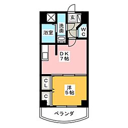 ヌーベルバーグ 1DKの間取図画像
