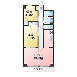 アーバンコア南浜田 2LDKの間取図画像