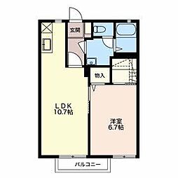ブランシェB 1LDKの間取図画像