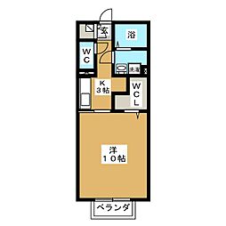 オワゾー・ブルー 1Kの間取図画像