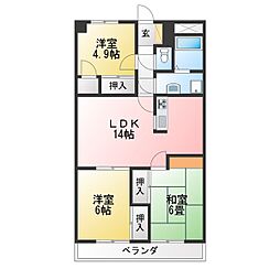 プロミネント四日市 3LDKの間取図画像