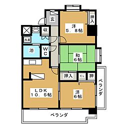 クレストコート 3LDKの間取図画像