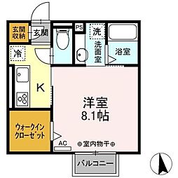 キートスマルカC 1Kの間取図画像