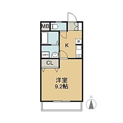 プロムナードK 1Kの間取図画像