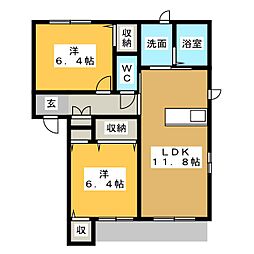 エスペラールC 2LDKの間取図画像