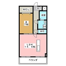 グランドヒルズ 1LDKの間取図画像
