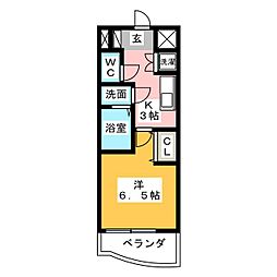 レジデンスハマダ 1Kの間取図画像