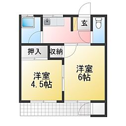 山の手コーポ 2Kの間取図画像