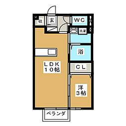 リビングタウン四日市伊倉1 1LDKの間取図画像