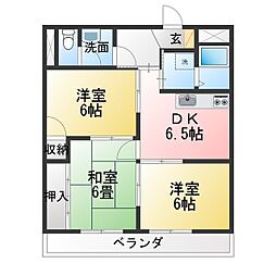 マンションメテオール 3DKの間取図画像