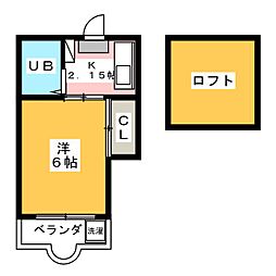 コモード西浜田A 1Kの間取図画像