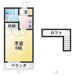 ビバリーエンドレス 1Kの間取図画像