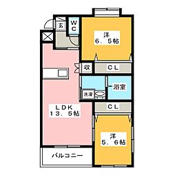 ボヌール 2LDKの間取図画像