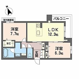 シャーメゾン クオソーレ 2LDKの間取図画像