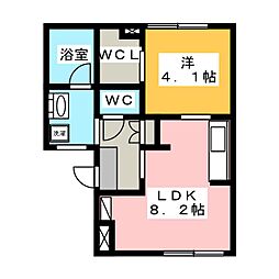 エステート日永B 1LDKの間取図画像