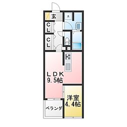 クオーレトラスト3 1LDKの間取図画像