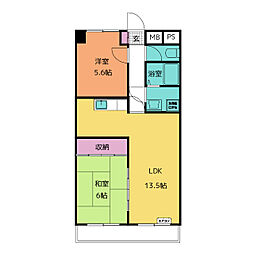 ブラッサム鵜の森 2LDKの間取図画像