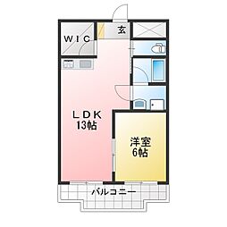 フィフティプラス日永 1LDKの間取図画像