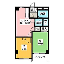 コンフォート楠 2LDKの間取図画像