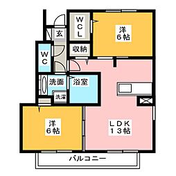 ブルームン 2LDKの間取図画像