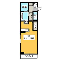 アルバグランデ伊倉 ワンルームの間取図画像