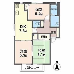 VogelB棟 3DKの間取図画像