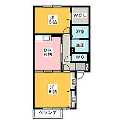 ジョイリバー 2DKの間取図画像