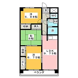 レジデンスロックフェラー 3LDKの間取図画像