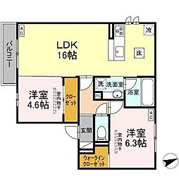 ディーソルビア石塚町 B 2LDKの間取図画像