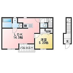 リーブルファイン日永 1LDKの間取図画像